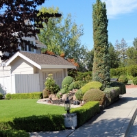 Faux Grass Huntington Beach, California Paver Patio, Front Yard Landscaping